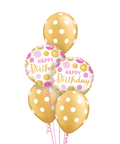 Gold & Pink Polka Dots at London Helium Balloons